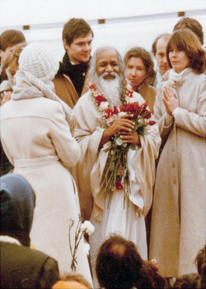 Maharishi Mahesh Yogi tijdens een bezoek aan de universiteit in Fairfield, 1979